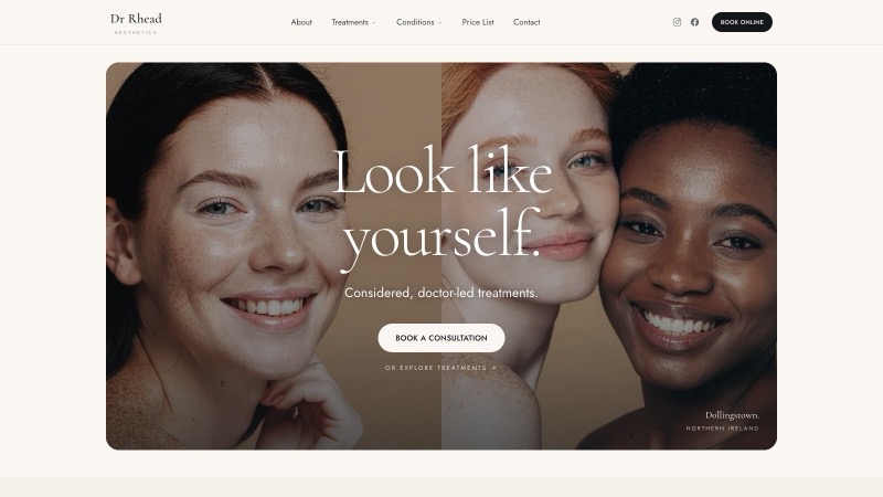 Healthcare website design and development for a doctor-led aesthetics clinic